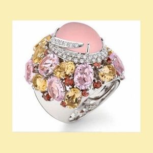 Extra Large Pink Stone CZ Cocktail Ring